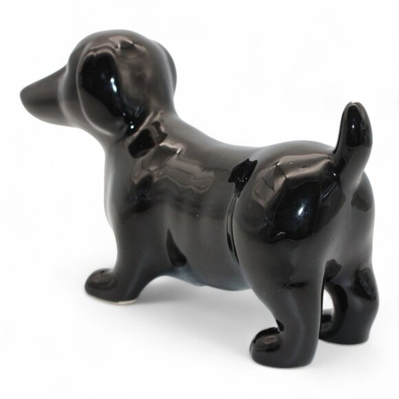 Black Ceramic Dachshund Figurine With Chip On Tail Glossy Finish 6" Long Dog Dec - Picture 6 of 10